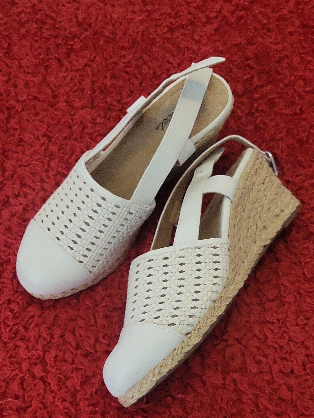 easy street Cream Woven Slingback Espadrilles